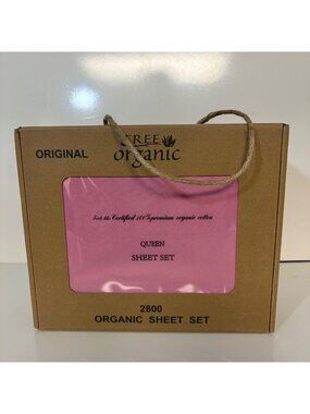 Tree Organic 2800 Thread Count Queen Sheet Set 4 pc Pink Organic Cotton